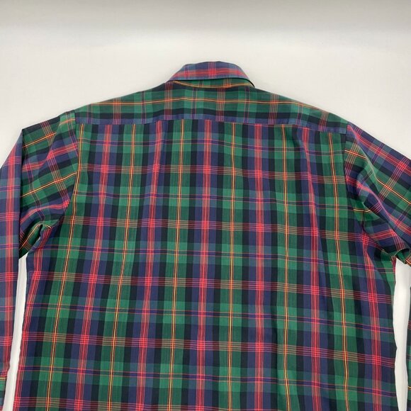 Vintage Men's Shirt Button-Up Plaid Size XL Distressed Kingsport Christmas Green - Picture 13 of 14
